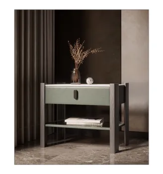 Modern Smart Bedside Table with Sensor Lamp and Wireless Charging