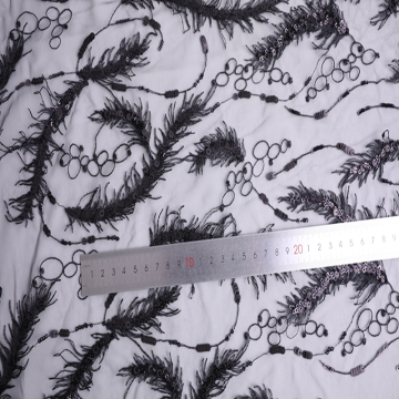 3D Polyester Yarn Embroidery Fabric With 3mm+5mm Sequin