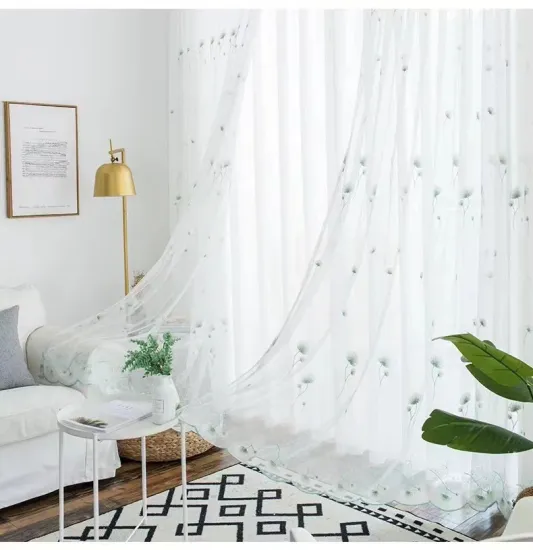 Dandelion Pattern Nordic Style Sheer Tulle Curtains for Living Room