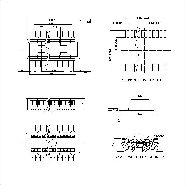 0.4mm Board to Board connector,male, mating Height=1.5mm BB0.4M-1.5XXX03