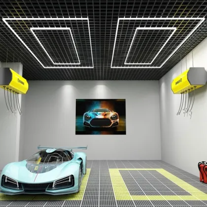 Hexagonal LED Garage Ceiling Lights - Honeycomb LED Detailing Workshop Lights