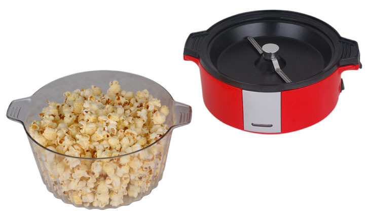 Popcorn Machine,  Electric Hot Oil Popcorn Popper with Stirring Rod, Large Lid for Serving Bowl