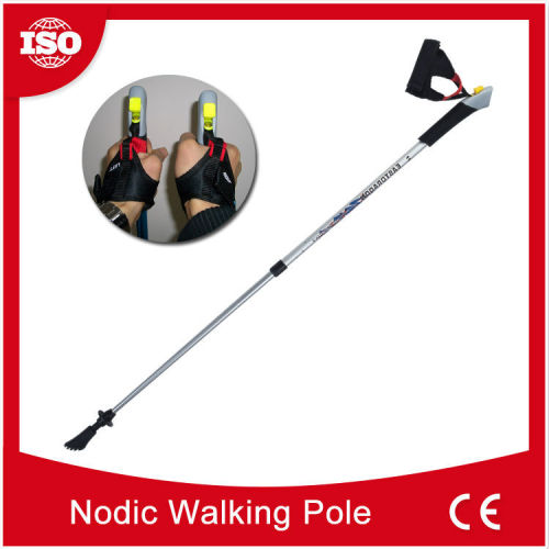 2 section Factory Price Expandable nordic walking pole lock, quick lock, telescopic stick