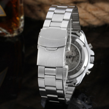 Customizable Logos Men's Skeleton Mechanical Watch with Full Stainless Steel and Automatic Wind Mechanism