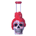 Scheletro umano disegnato a mano e rosa in vetro bong, simpatico bong di Halloween, tubo d'acqua in vetro borosilicato, caveo di vetro