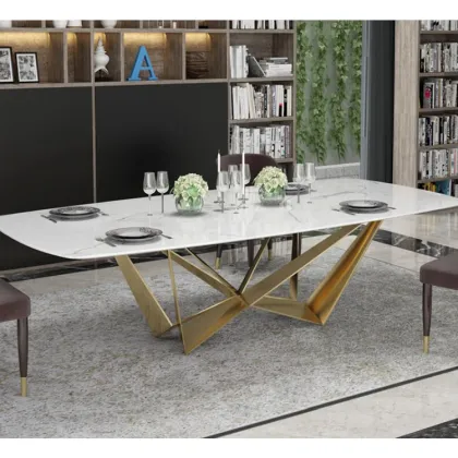 Northern Europe Domestic Marble Rectangular Dining Table and Chairs