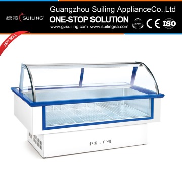Display curved glass door fish barbecue freezer/island freezerDCLC-2000X