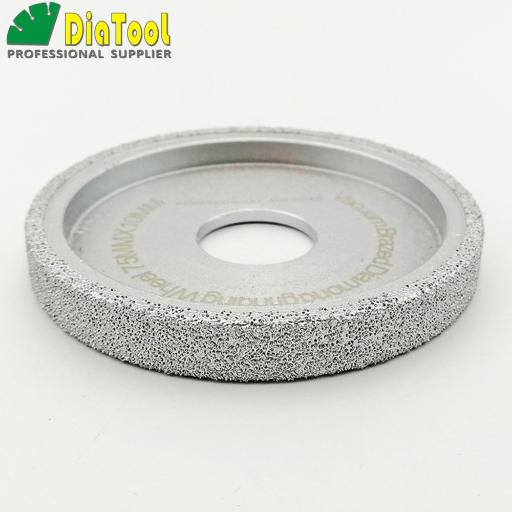 DIATOOL Dia 75mm Vacuum Brazed Diamond Grinding wheel Flat Sanding Disc on marble granite quartz ceramics artificial stone