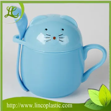 Plastic 240ml Children Water Cup With Lid and Spoon