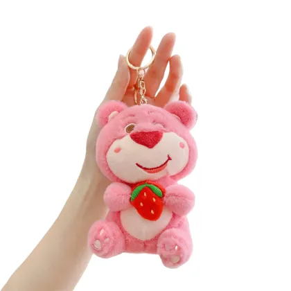 2024 Trendy Customizable Kawaii Strawberry Bear Plush Toys & Keychains