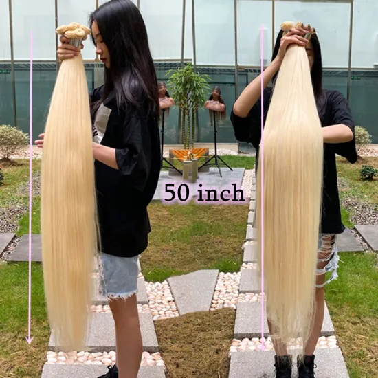 Wholesale Virgin Brazilian 40-50 Inch Blonde Human Hair Extension & Russian Blonde 613 Hair Bundle