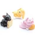 50mm Pig Résine Artisanat et Arts Dog Figurines Sleeping Pig Cabochon pour les décorations de bureau à domicile