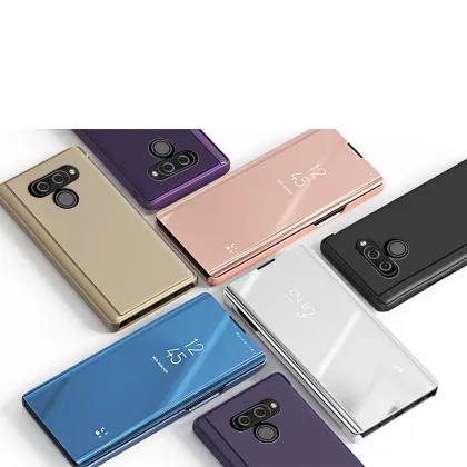 Clear View Mirror Case for LG V50 Smart Flip Cover for LG Q60/K50