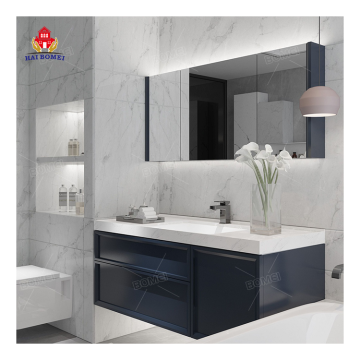 Set di vanità da bagno nero economico personalizzato con mobili a specchio