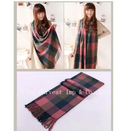 Branded special cashmere scarf pink/brown/blue