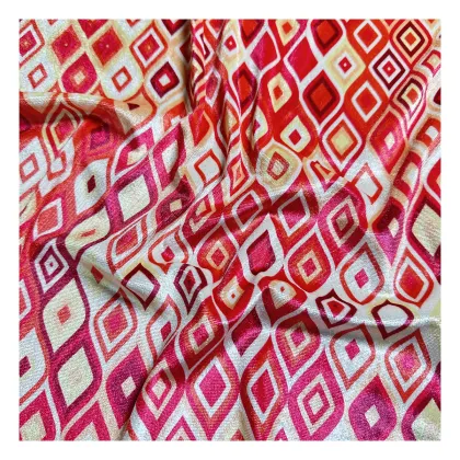 Korean Velvet Fabric 92% Polyester 8% Spandex Digital Printed Shine for Clothing