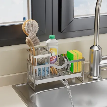 Standing Single-Tier Kitchen Storage Rack for Sink Faucet Accessories