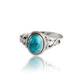 Bague en zircon synthétique synthétique-turquoise pour femme