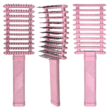 Cepillo para el cabello de alta calidad: cuero cabelludo y estilo de masaje con ventilación curva de paja de trigo