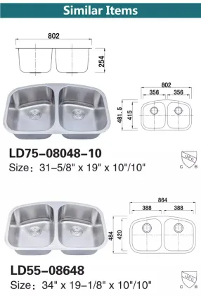 American Undermount Stainless Steel Double Kitchen Sink