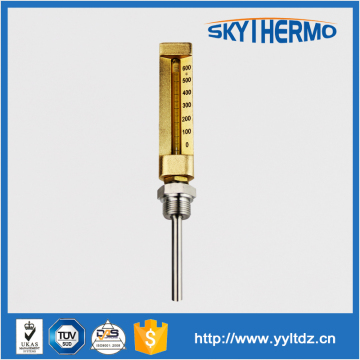 yuyao factory OEM straight brass hot water glass industrial thermometer