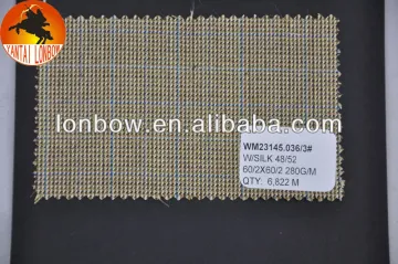 wholesale check worsted wool silk men's jacketing fabric