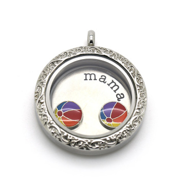 30MM glass locket with decorative pattern