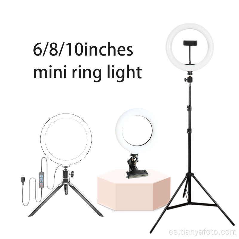 Mini anillo de luz LED de plástico negro de 6 &quot;8&quot; 10 &quot;