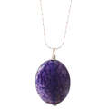 Natural Gemstone Agate Necklace with Silver Chain