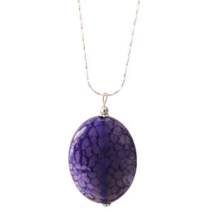 Natural Gemstone Agate Necklace with Silver Chain