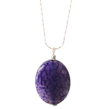 Natural Gemstone Agate Necklace with Silver Chain