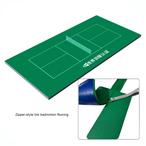 Pavimento de ejercicio especializado en bádminton con cremallera.