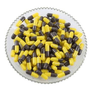 Saiz 0 kapsul gelatin kosong kuning dengan pilihan warna lain