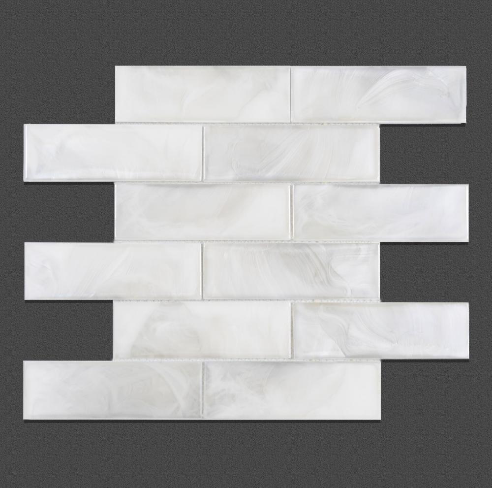 Living Room White Pattern Glass Mosaic Wall Tiles