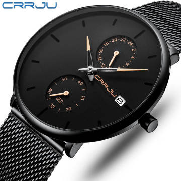 CRRJU2264: Sport Men's Quartz Luxury Watch - Japanese Quartz, Stainless Steel, Luminous Hands, Waterproof