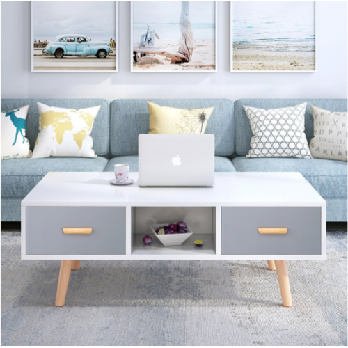 Coffee Table With Drawers European Style Wood Coffee Table with Solid Wood Leg Design Supplier