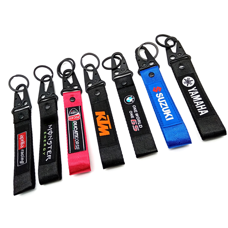 Útsaumaður mótorhjólabíll mótorhjólamaður Keychain lykill fob merki