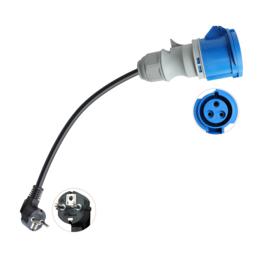 อะแดปเตอร์เครื่องชาร์จ EV แบบพกพา: EU Schuko ถึง CEE Red Plug 5 พินสำหรับ 1 เฟส 16A กำลังไฟ