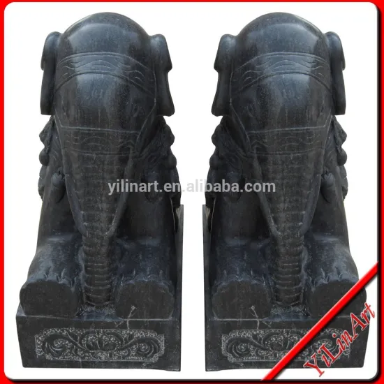 Outdoor Garden Black Stone Thailand Elephant Statue