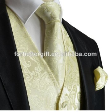Men's 4pc Set Paisley Tuxedo Vest (Vest, Tie, BowTie, Hanky)