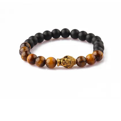 Fashion Yoga Men Buddha Bracelet Red Imperial Jasper Grey Jasper Bead Bracelet