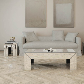 Glass mirror coffee table