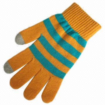 Touchscreen gloves, made of acrylic with special conductive material in 3 finger tips, sold by pair