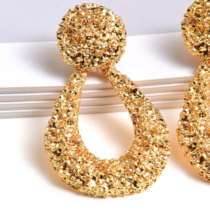 Stunning Trendy Golden Drop Earrings for Women: Exaggerated Styles