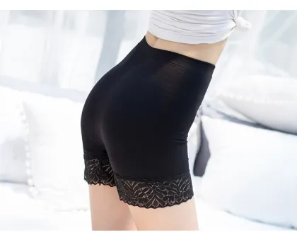 High-Waist Ice Silk Boxer Shorts for Women - Anti-Friction Safety Pants
