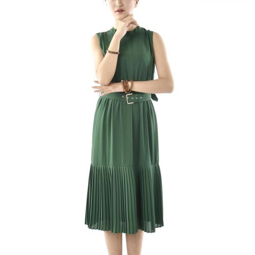 O-Neck Slim dress Pleated Dress