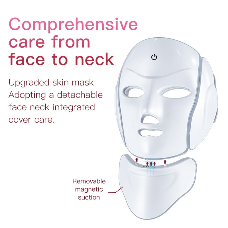 7 color LED face and neck light therapy mask