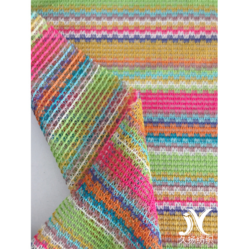 Telas de envoltura de encubrimiento de crochet de poliéster de rayas multicolores