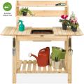 Outdoor Mobile Garden Potting Bench Wood Workstation Table