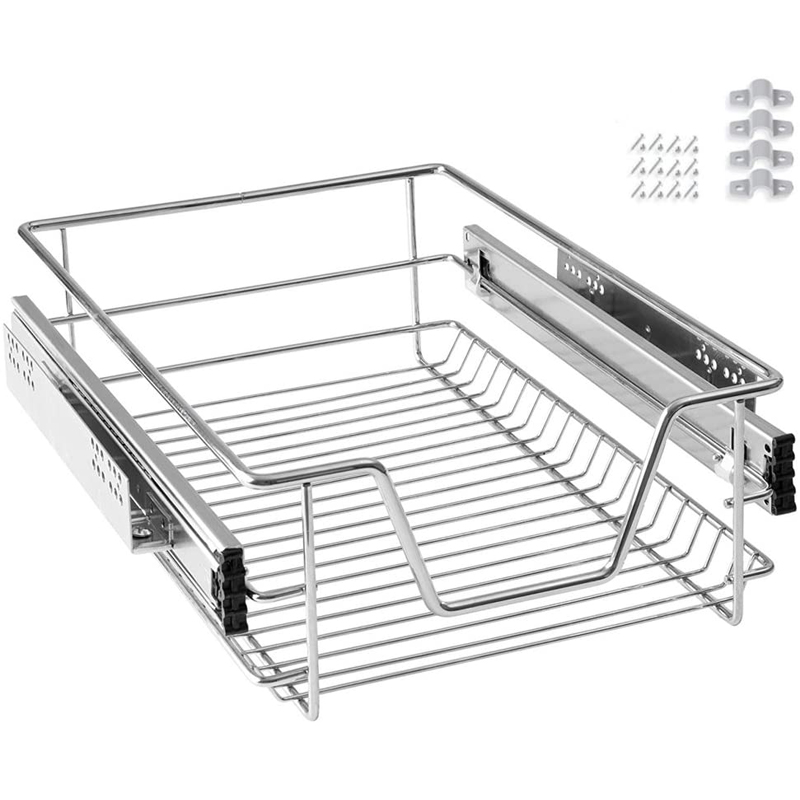 Chrome Finish Kitchen Slide Out Wire Storage Basket